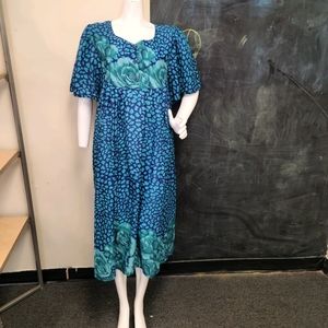 Vintage Purple and Teal Floral Animal Print Dress